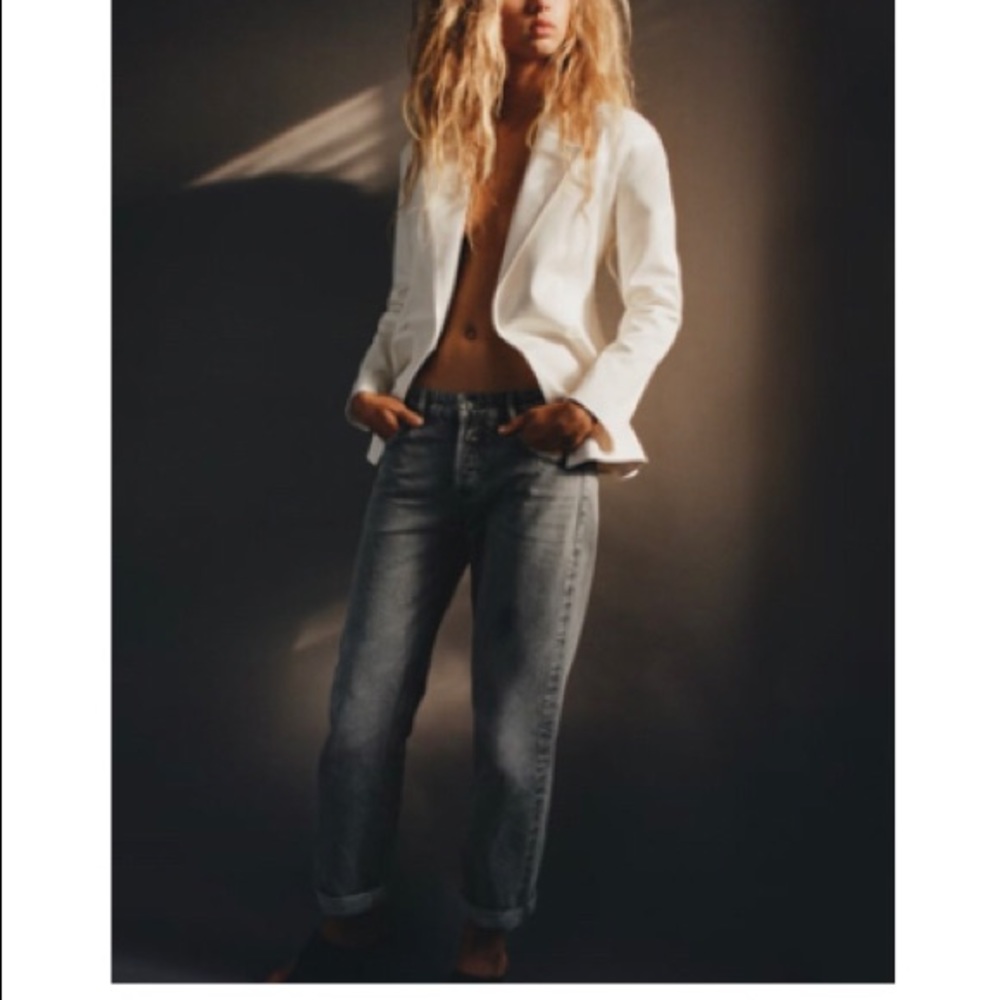 Worn once Zara relax straight legs gray jeans